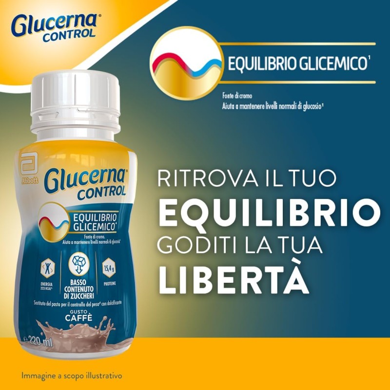 Glucerna Control | Equilibrio Glicemico | Pasto Sostitutivo con Basso Contenuto di Zuccheri| Confezione 4x220 ml, Gusto Caffè