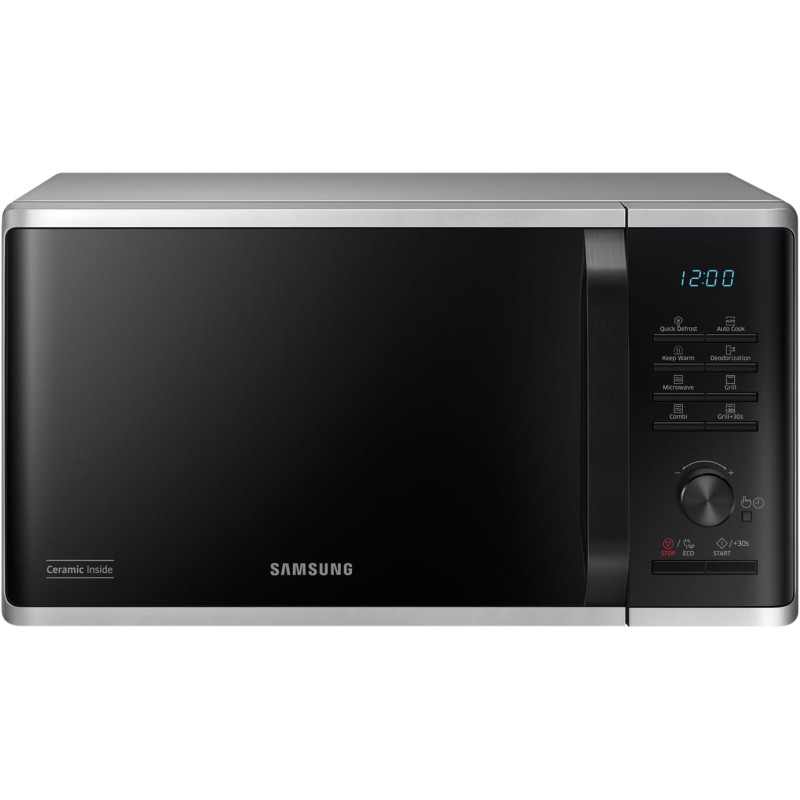 Samsung Forno a Microonde Grill Cottura Croccante MG23K3515CSE1 con Piatto Doratore incluso, Programmi Automatici, Quick Defrost, Capacità: 23L, Colore: Silver, LxAxP: 48,9 x 27,5 x 39,2 cm - Silver