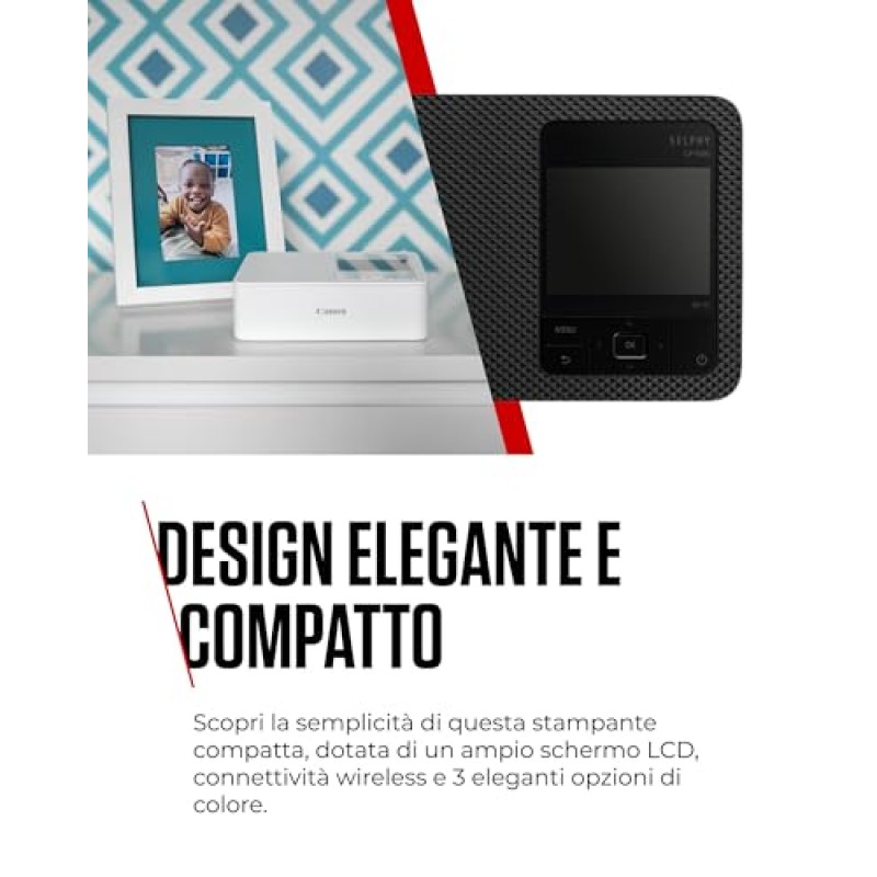 Canon Stampante fotografica portatile SELPHY CP1500 con kit carta, nero - Stampante Bluetooth wireless con accessori - Compatta e leggera - Con 54 fogli di carta 4x6 - Nero