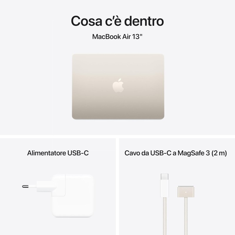 Apple Portatile MacBook Air 13'' con chip M4 (2025): progettato per Apple Intelligence, display Liquid Retina da 13,6'', 16GB di memoria unificata, 256GB di archiviazione SSD, Touch ID; Galassia - Unità SSD da 256GB Galassia Apple Portatile MacBook Air 13'' con chip M4 (2025): progettato per Apple Intelligence, display Liquid Retina da 13,6'', 16GB di memoria unificata, 256GB di archiviazione SSD, Touch ID; Galassia - Unità SSD da 256GB Galassia