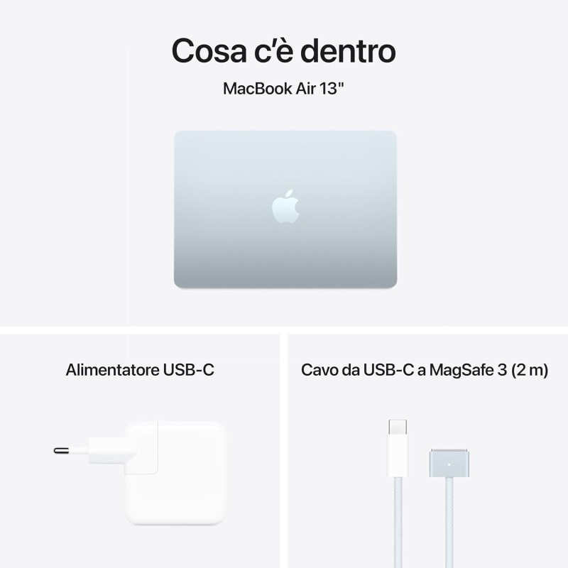 Apple Portatile MacBook Air 13'' con chip M4 (2025): progettato per Apple Intelligence, display Liquid Retina da 13,6'', 24GB di memoria unificata, 512GB di archiviazione SSD, Touch ID; Celeste - Unità SSD da 512GB Celeste Apple Portatile MacBook Air 13'' con chip M4 (2025): progettato per Apple Intelligence, display Liquid Retina da 13,6'', 24GB di memoria unificata, 512GB di archiviazione SSD, Touch ID; Celeste - Unità SSD da 512GB Celeste