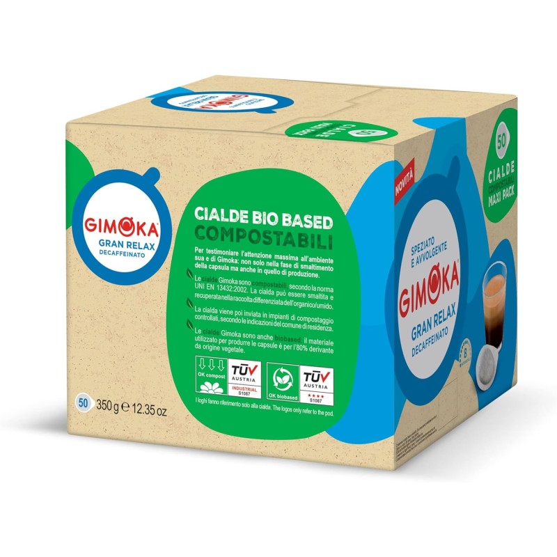 Gimoka - Compatibile Per Easy Serving Espresso - Cialde Ese 44-50 Cialde - Gusto GRAN RELAX DECAFFEINATO - Intensità 8 - In Carta Compostabile (Confezione da 4) - 50 unità (Confezione da 4) Gimoka - Compatibile Per Easy Serving Espresso - Cialde Ese 44-50 Cialde - Gusto GRAN RELAX DECAFFEINATO - Intensità 8 - In Carta Compostabile (Confezione da 4) - 50 unità (Confezione da 4)