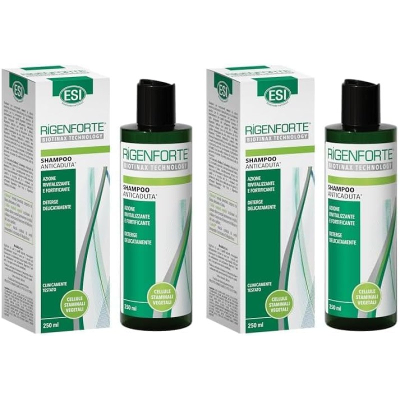 ESI - Rigenforte Shampoo Anticaduta con Biotinax, Protegge da Stress Ossidativo e Migliora la Salute del Capello, Dermatologicamente Testato, 250 ml (Confezione da 2) - 250 ml (Confezione da 2)