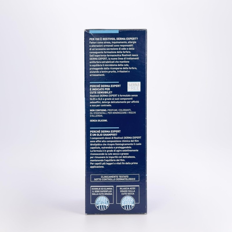 Restivoil Derma Expert, Olio-Shampoo Antiforfora 5 in 1, Per tutti i tipi di capelli, Cute sensibile, 250ml