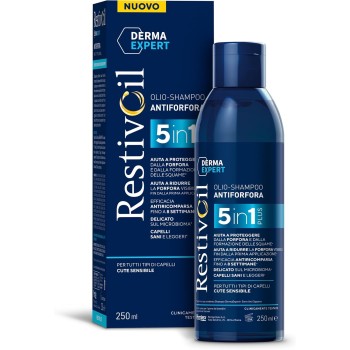 Restivoil Derma Expert, Olio-Shampoo Antiforfora 5 in 1, Per tutti i tipi di capelli, Cute sensibile, 250ml
