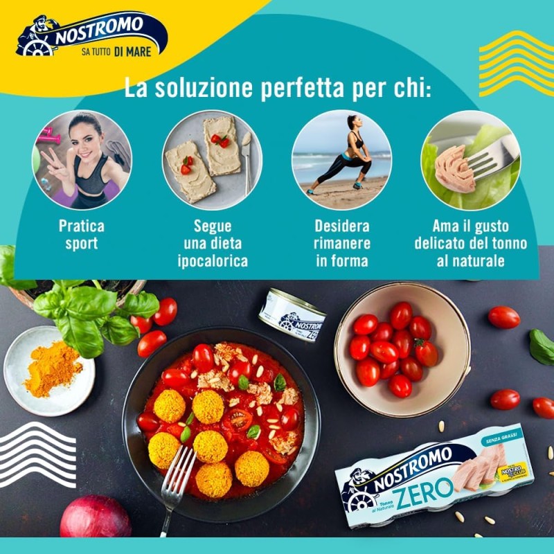 Nostromo - Tonno al naturale, 3 lattine da 65 gr. Zero grassi, già sgocciolato, pronto da gustare. (Confezione da 4) - 65 g (Confezione da 12) Nostromo - Tonno al naturale, 3 lattine da 65 gr. Zero grassi, già sgocciolato, pronto da gustare. (Confezione da 4) - 65 g (Confezione da 12)