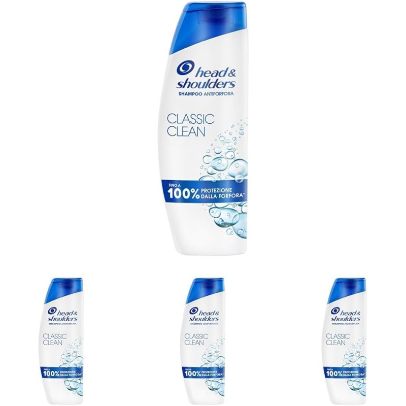 Head & Shoulders Classic Clean Shampoo Antiforfora 250ml per Uso Quotidiano. Fino al 100% Protezione dalla Forfora. Clinicamente Testato. Per Tutti i Tipi di Cute e Capelli. Sensazione di Freschezza - 250 ml (Confezione da 4) White Head & Shoulders Classic Clean Shampoo Antiforfora 250ml per Uso Quotidiano. Fino al 100% Protezione dalla Forfora. Clinicamente Testato. Per Tutti i Tipi di Cute e Capelli. Sensazione di Freschezza - 250 ml (Confezione da 4) White