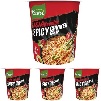 Knorr Noodles Spicy Chicken Taste, Noodles Istantanei, Spicy Chicken Taste, Pronti in 3 Minuti, Spezie Selezionate - 64 gr (Confezione da 4) Knorr Noodles Spicy Chicken Taste, Noodles Istantanei, Spicy Chicken Taste, Pronti in 3 Minuti, Spezie Selezionate - 64 gr (Confezione da 4)