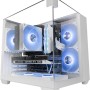 MARS GAMING MC-VISIONM, Case Gaming Compatto MicroATX, Triplo Vetro Temperato, Struttura Doppia Camera, Supporto Raffreddamento Liquido fino a 240mm, Mini-Tower PC con Ampia Capacità Interna, Bianco