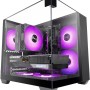 Mars Gaming MC-VISIONM, Case Gaming Compatto MicroATX, Triplo Vetro Temperato, Struttura Doppia Camera, Supporto Raffreddamento Liquido fino a 240mm, Mini-Tower PC con Ampia Capacità Interna, Nero