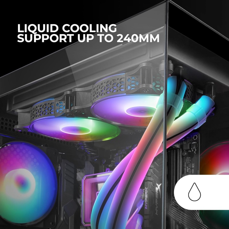 MARS GAMING MC-VIEW2, Case Gaming MicroATX, Doppio Vetro Temperato Continuo Senza Cornice, 1x Ventola FRGB Posteriore 120mm, Supporto Raffreddamento Liquido fino 240mm, Struttura Doppia Camera, Nero MARS GAMING MC-VIEW2, Case Gaming MicroATX, Doppio Vetro Temperato Continuo Senza Cornice, 1x Ventola FRGB Posteriore 120mm, Supporto Raffreddamento Liquido fino 240mm, Struttura Doppia Camera, Nero