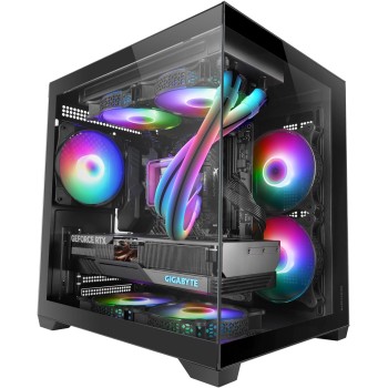 MARS GAMING MC-VIEW2, Case Gaming MicroATX, Doppio Vetro Temperato Continuo Senza Cornice, 1x Ventola FRGB Posteriore 120mm, Supporto Raffreddamento Liquido fino 240mm, Struttura Doppia Camera, Nero MARS GAMING MC-VIEW2, Case Gaming MicroATX, Doppio Vetro Temperato Continuo Senza Cornice, 1x Ventola FRGB Posteriore 120mm, Supporto Raffreddamento Liquido fino 240mm, Struttura Doppia Camera, Nero