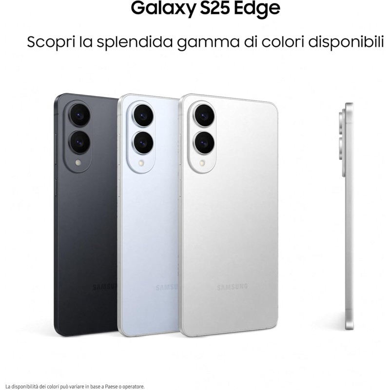 SAMSUNG Galaxy S25 Edge, Smartphone AI, 3 anni di Garanzia del produttore, Display 6.7'' QHD+ Dynamic AMOLED 2X, Fotocamera 200MP, RAM 12GB, 256GB, 3.900 mAh, Titanium Jetblack [Versione italiana] - 256GB Titanium Jetblack