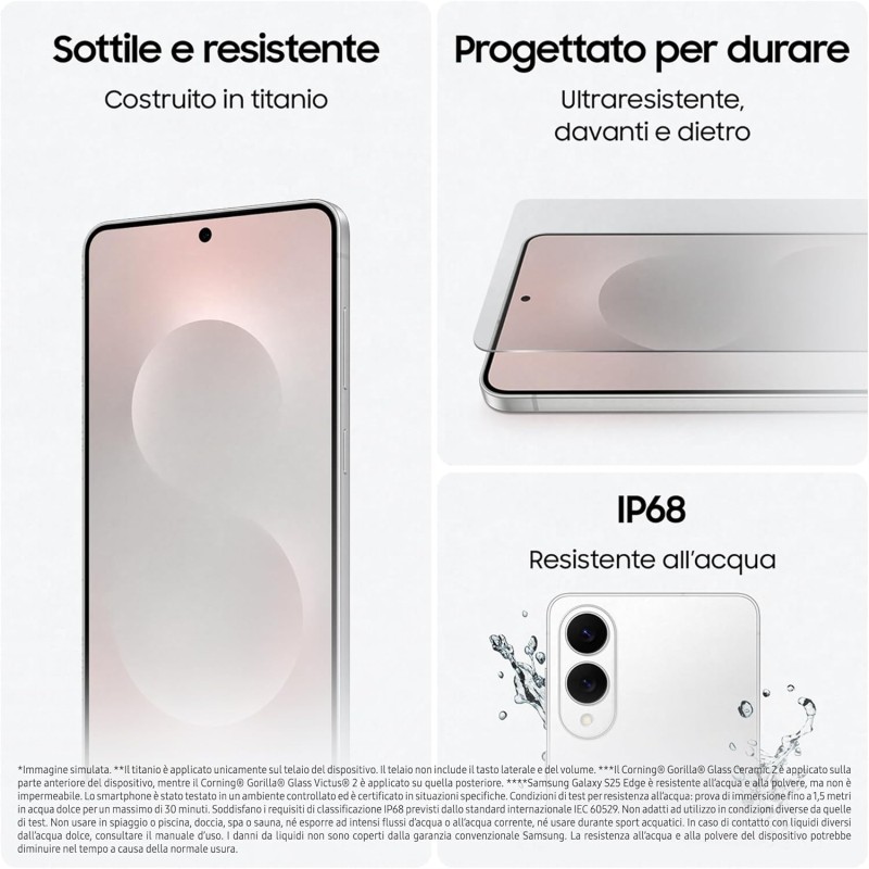 SAMSUNG Galaxy S25 Edge, Smartphone AI, 3 anni di Garanzia del produttore, Display 6.7'' QHD+ Dynamic AMOLED 2X, Fotocamera 200MP, RAM 12GB, 256GB, 3.900 mAh, Titanium Jetblack [Versione italiana] - 256GB Titanium Jetblack