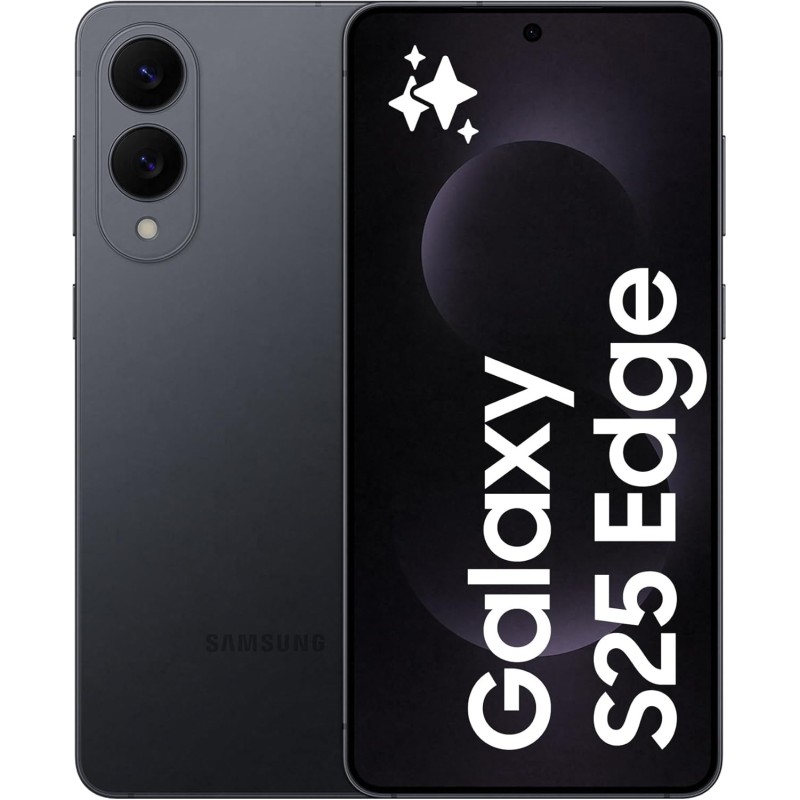 SAMSUNG Galaxy S25 Edge, Smartphone AI, 3 anni di Garanzia del produttore, Display 6.7'' QHD+ Dynamic AMOLED 2X, Fotocamera 200MP, RAM 12GB, 256GB, 3.900 mAh, Titanium Jetblack [Versione italiana] - 256GB Titanium Jetblack