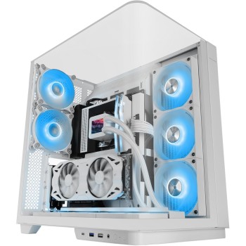 MARS GAMING MC-INFINIO, Case Gaming ATX, Vetro Temperato Curvato Senza Cornice, 2x Ventole ARGB 120mm, Montaggio Verticale GPU, Supporto Raffreddamento a Liquido fino a 360mm, USB-C, Bianco MARS GAMING MC-INFINIO, Case Gaming ATX, Vetro Temperato Curvato Senza Cornice, 2x Ventole ARGB 120mm, Montaggio Verticale GPU, Supporto Raffreddamento a Liquido fino a 360mm, USB-C, Bianco