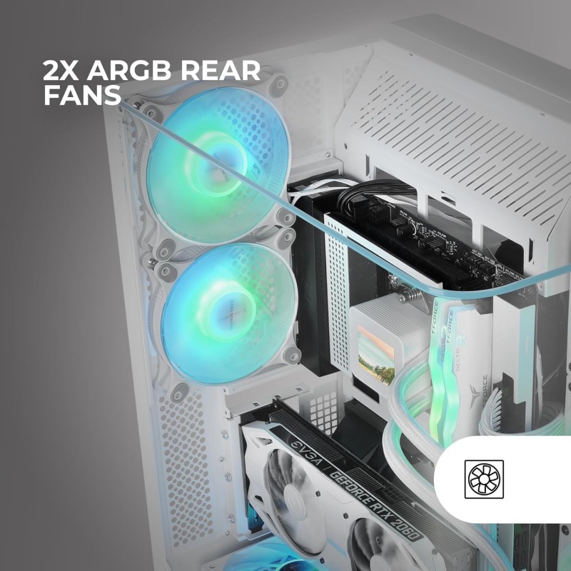 MARS GAMING MC-INFINIO, Case Gaming ATX, Vetro Temperato Curvato Senza Cornice, 2x Ventole ARGB 120mm, Montaggio Verticale GPU, Supporto Raffreddamento a Liquido fino a 360mm, USB-C, Bianco MARS GAMING MC-INFINIO, Case Gaming ATX, Vetro Temperato Curvato Senza Cornice, 2x Ventole ARGB 120mm, Montaggio Verticale GPU, Supporto Raffreddamento a Liquido fino a 360mm, USB-C, Bianco