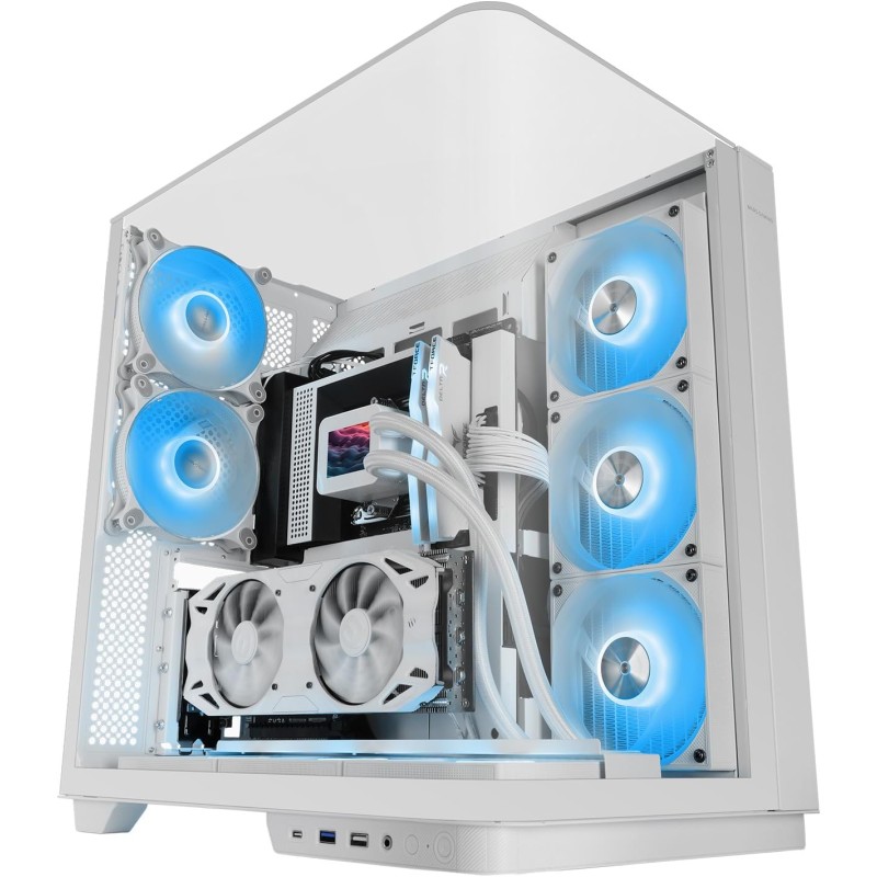 MARS GAMING MC-INFINIO, Case Gaming ATX, Vetro Temperato Curvato Senza Cornice, 2x Ventole ARGB 120mm, Montaggio Verticale GPU, Supporto Raffreddamento a Liquido fino a 360mm, USB-C, Bianco MARS GAMING MC-INFINIO, Case Gaming ATX, Vetro Temperato Curvato Senza Cornice, 2x Ventole ARGB 120mm, Montaggio Verticale GPU, Supporto Raffreddamento a Liquido fino a 360mm, USB-C, Bianco