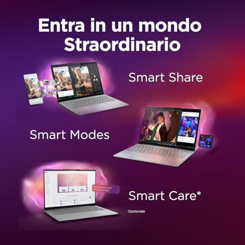 Lenovo Yoga Slim 7 Aura Edition Notebook Copilot+ PC - Display OLED 14" 2.8K WQXGA+ (2880x1800), Intel Core Ultra 7 256V, RAM 16 GB, 1 TB SSD, Grafica Intel Arc, Windows 11 Home - Luna Grey