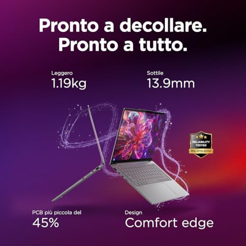 Lenovo Yoga Slim 7 Aura Edition Notebook Copilot+ PC - Display OLED 14" 2.8K WQXGA+ (2880x1800), Intel Core Ultra 7 256V, RAM 16 GB, 1 TB SSD, Grafica Intel Arc, Windows 11 Home - Luna Grey