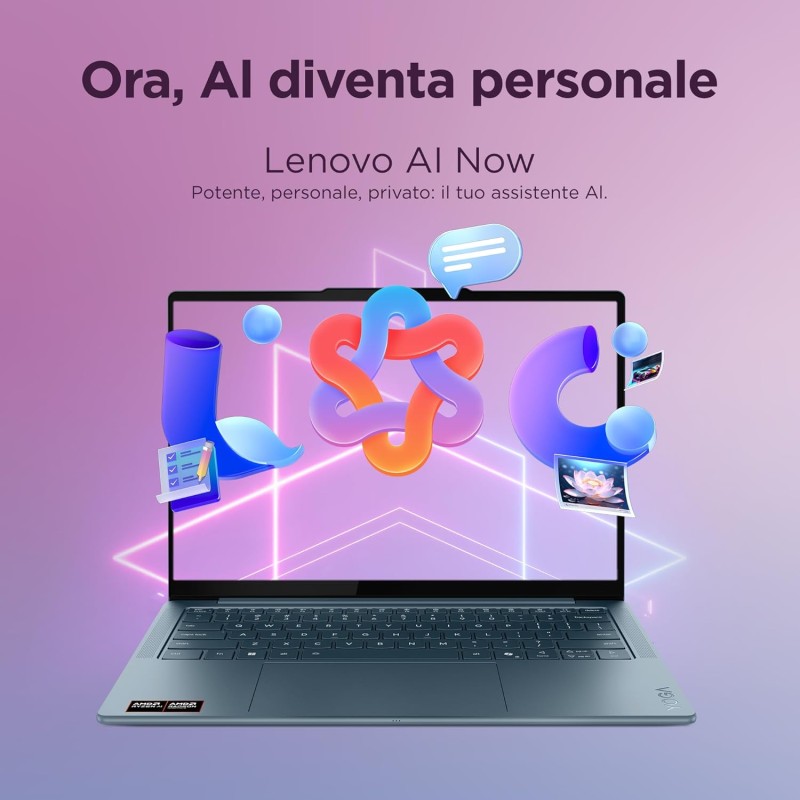 Lenovo Yoga Slim 7 Notebook Copilot+ PC - Display OLED 14" WQXGA (1920x1200), AMD Ryzen AI 7 350, RAM 32 GB, 1 TB SSD, Grafica AMD Radeon 860M, Windows 11 H, 2 anni Premium Care - Tidal Teal - 32GB | 14"