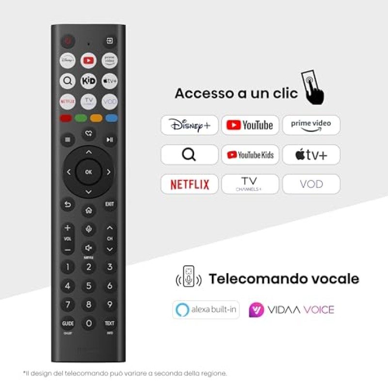 Hisense Smart TV 50" 4K Ultra HD 50E63QT, Smart TV VIDAA U8, Dolby Vision, HDR 10, Game Mode Plus, Alexa Built-in, VIDAA Voice, Tuner DVB-T2/S2 HEVC 10, lativù 4K - 50''