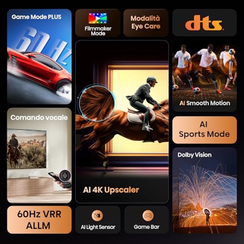 Hisense Smart TV 43" 4K Ultra HD 2025 43E63QT, Smart TV VIDAA U8, Dolby Vision, HDR 10, Game Mode Plus, Alexa Built-in, VIDAA Voice, Tuner DVB-T2/S2 HEVC 10, lativù 4K, 43'', 2025 LED - 43''