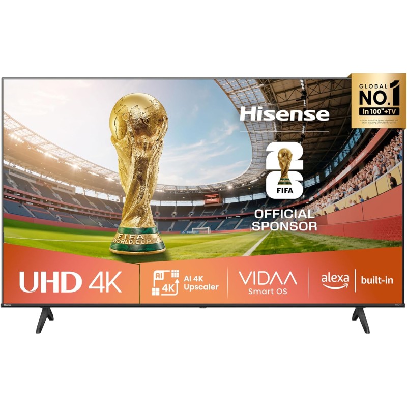 Hisense Smart TV 43" 4K Ultra HD 2025 43E63QT, Smart TV VIDAA U8, Dolby Vision, HDR 10, Game Mode Plus, Alexa Built-in, VIDAA Voice, Tuner DVB-T2/S2 HEVC 10, lativù 4K, 43'', 2025 LED - 43''