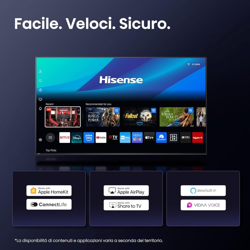 Hisense TV 75" QLED 4K 2025 75E78Q, Smart TV VIDAA U8, Dolby Vision, HDR 10+, Game Mode Plus, Dolby Atmos, Alexa Built-in, VIDAA Voice, Tuner DVB-T2/S2 HEVC 10, lativù 4K, 75'', 2025 QLED 60Hz - 75'' Hisense TV 75" QLED 4K 2025 75E78Q, Smart TV VIDAA U8, Dolby Vision, HDR 10+, Game Mode Plus, Dolby Atmos, Alexa Built-in, VIDAA Voice, Tuner DVB-T2/S2 HEVC 10, lativù 4K, 75'', 2025 QLED 60Hz - 75''
