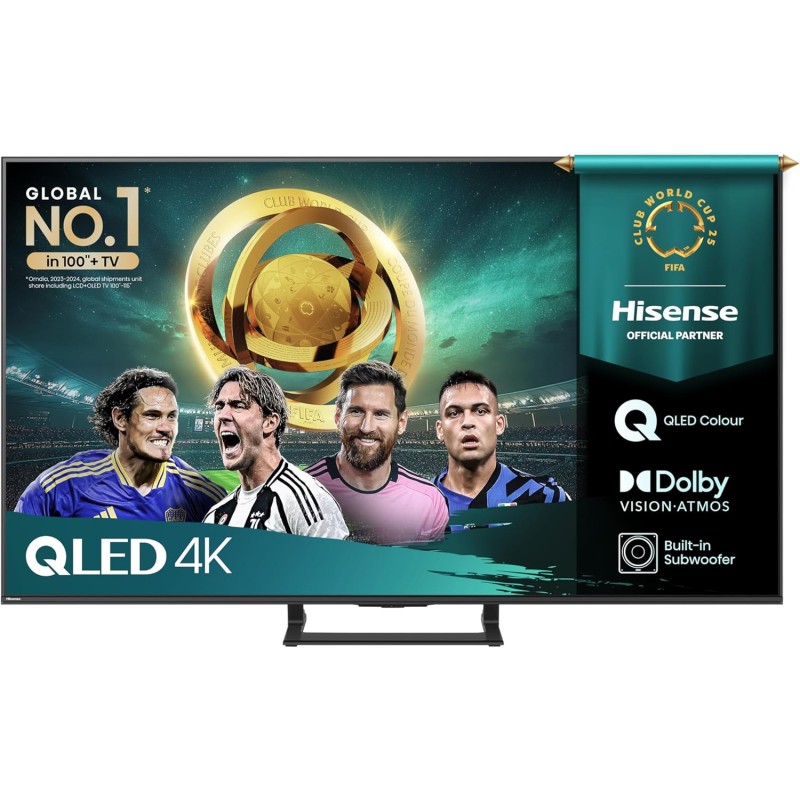 Hisense TV 50" QLED 4K 2025 50A72Q, Smart TV VIDAA U8, Dolby Vision, HDR 10+, Game Mode Plus, Dolby Atmos, Alexa Built-in, VIDAA Voice, Tuner DVB-T2/S2 HEVC 10, lativù 4K, 50'' - 50'' Hisense TV 50" QLED 4K 2025 50A72Q, Smart TV VIDAA U8, Dolby Vision, HDR 10+, Game Mode Plus, Dolby Atmos, Alexa Built-in, VIDAA Voice, Tuner DVB-T2/S2 HEVC 10, lativù 4K, 50'' - 50''