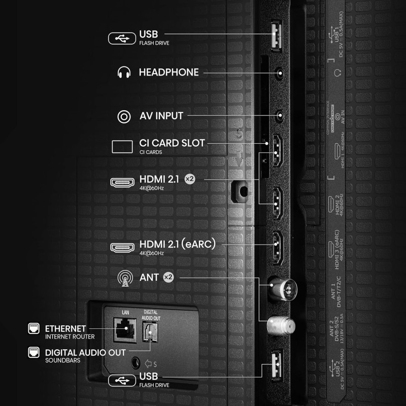 Hisense TV 65" QLED 4K 2025 65A72Q, Smart TV VIDAA U8, Dolby Vision, HDR 10+, Game Mode Plus, Dolby Atmos 2.1 con Subwoofer, Alexa Built-in, VIDAA Voice, Tuner DVB-T2/S2 HEVC 10, lativù 4K, 65'' - 65'' Hisense TV 65" QLED 4K 2025 65A72Q, Smart TV VIDAA U8, Dolby Vision, HDR 10+, Game Mode Plus, Dolby Atmos 2.1 con Subwoofer, Alexa Built-in, VIDAA Voice, Tuner DVB-T2/S2 HEVC 10, lativù 4K, 65'' - 65''