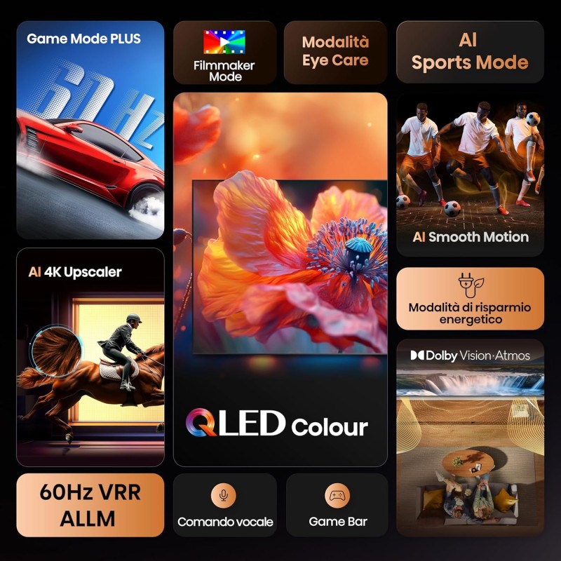 Hisense TV 58" QLED 4K 2025 58E78Q, Smart TV VIDAA U8, Dolby Vision, HDR 10+, Game Mode Plus, Dolby Atmos, Alexa Built-in, VIDAA Voice, Tuner DVB-T2/S2 HEVC 10, lativù 4K, 58'', 2025 QLED 60Hz - 58'' Hisense TV 58" QLED 4K 2025 58E78Q, Smart TV VIDAA U8, Dolby Vision, HDR 10+, Game Mode Plus, Dolby Atmos, Alexa Built-in, VIDAA Voice, Tuner DVB-T2/S2 HEVC 10, lativù 4K, 58'', 2025 QLED 60Hz - 58''