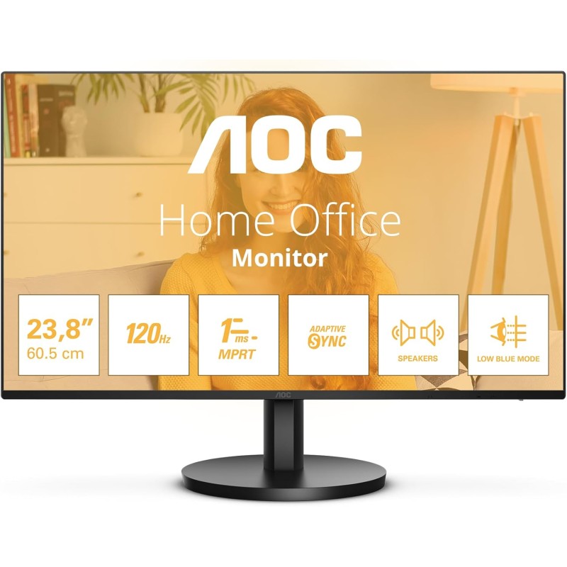 AOC 24B3QA2 - Monitor Full HD da 24 pollici, 120 Hz, Adaptive Sync., altoparlanti 1920x1080, 1x D-Sub, 1x HDMI 1.4, 1x DisplayPort 1.2 nero, 24 inch FHD IPS - 24" FHD AOC 24B3QA2 - Monitor Full HD da 24 pollici, 120 Hz, Adaptive Sync., altoparlanti 1920x1080, 1x D-Sub, 1x HDMI 1.4, 1x DisplayPort 1.2 nero, 24 inch FHD IPS - 24" FHD