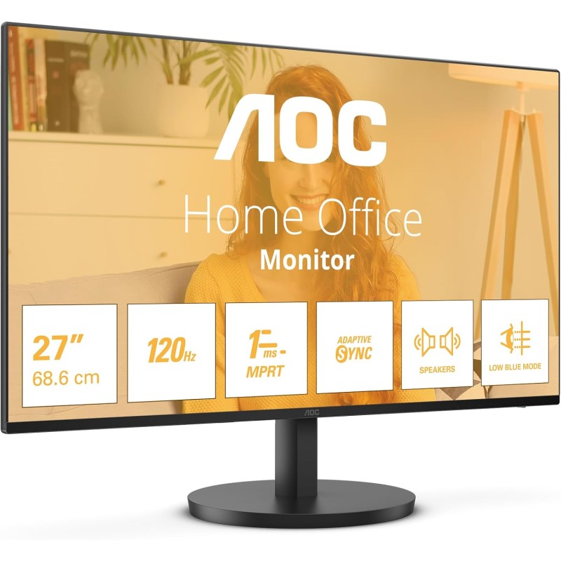 AOC 27B31H - Monitor Full HD da 27 pollici, 120 Hz, sincronizzazione adattiva dell'immagine 1920x1080, 1x D-Sub, 1x HDMI 1.4 nero, 27 inch FHD IPS, 100 Hz, No Altoparlanti - 27" FHD AOC 27B31H - Monitor Full HD da 27 pollici, 120 Hz, sincronizzazione adattiva dell'immagine 1920x1080, 1x D-Sub, 1x HDMI 1.4 nero, 27 inch FHD IPS, 100 Hz, No Altoparlanti - 27" FHD