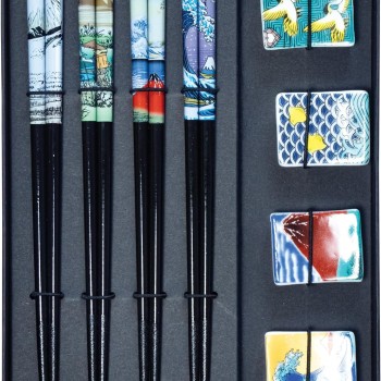 JADE TEMPLE Set di bacchette con panchina in ceramica, per 4 persone, 1 set