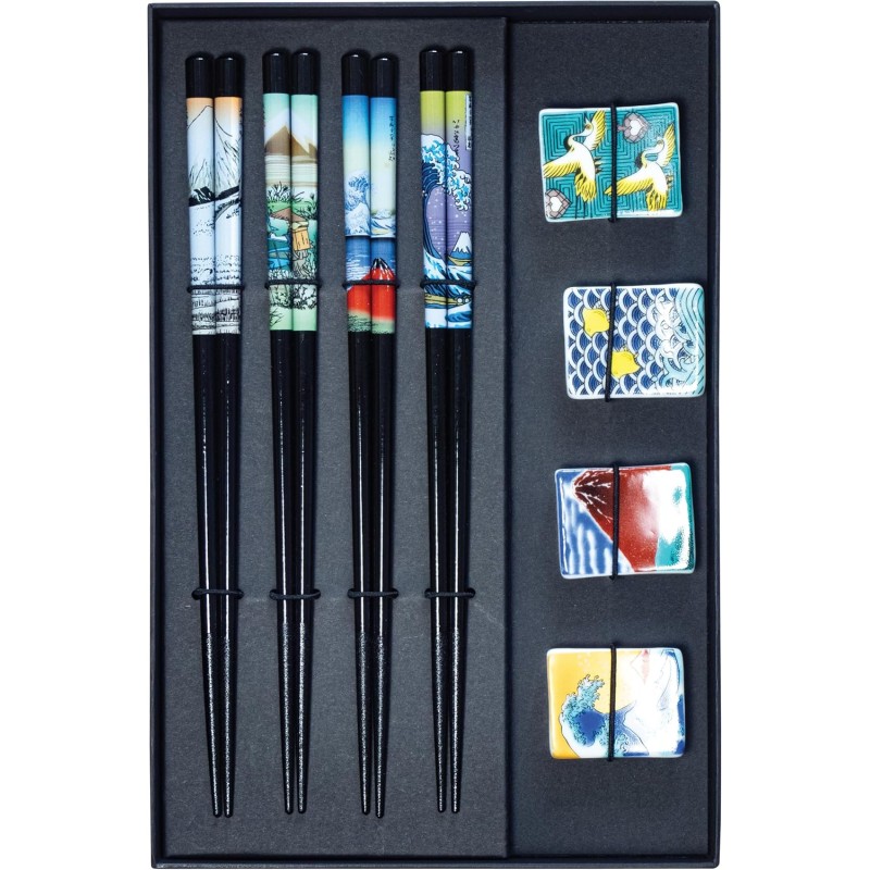 JADE TEMPLE Set di bacchette con panchina in ceramica, per 4 persone, 1 set