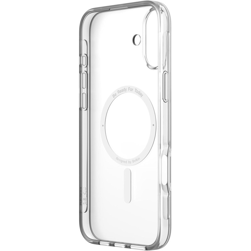 Belkin SheerForce Cover per iPhone 16 Plus, custodia per telefono compatibile con MagSafe, design sottile e rivestimento antigraffio, cover protettiva per iPhone magnetica, antiurto - trasparente - iPhone 16 Plus