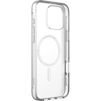 Belkin SheerForce Cover per iPhone 16 Pro Max, custodia per telefono compatibile con MagSafe, design sottile e rivestimento antigraffio, cover protettiva per iPhone magnetica, antiurto - trasparente - iPhone 16 Pro Max