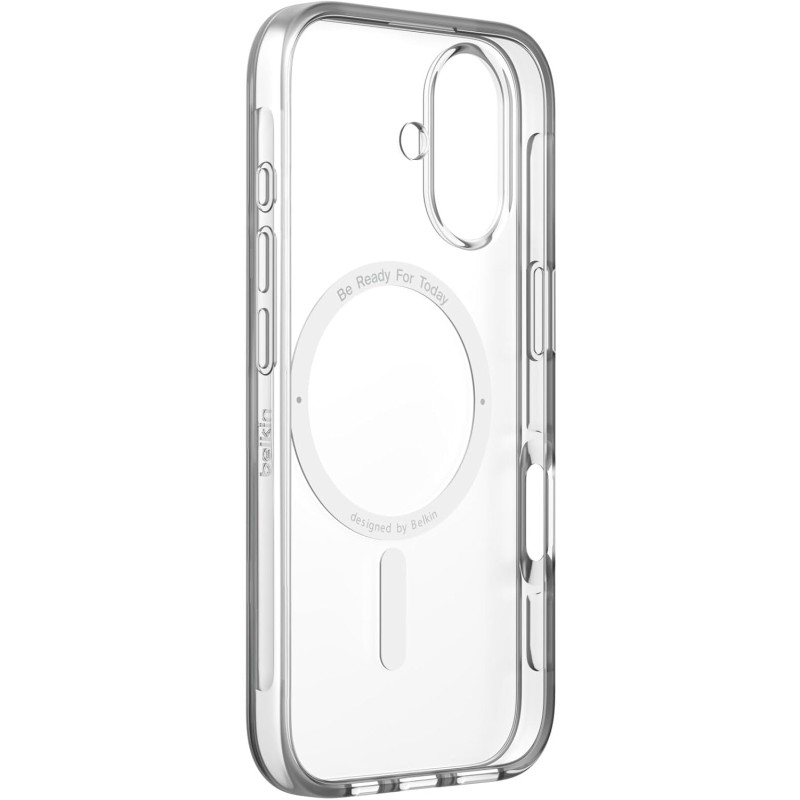 Belkin SheerForce Cover per iPhone 16, custodia per telefono compatibile con MagSafe, design sottile e rivestimento antigraffio, cover protettiva per iPhone magnetica, antiurto - trasparente - iPhone 16