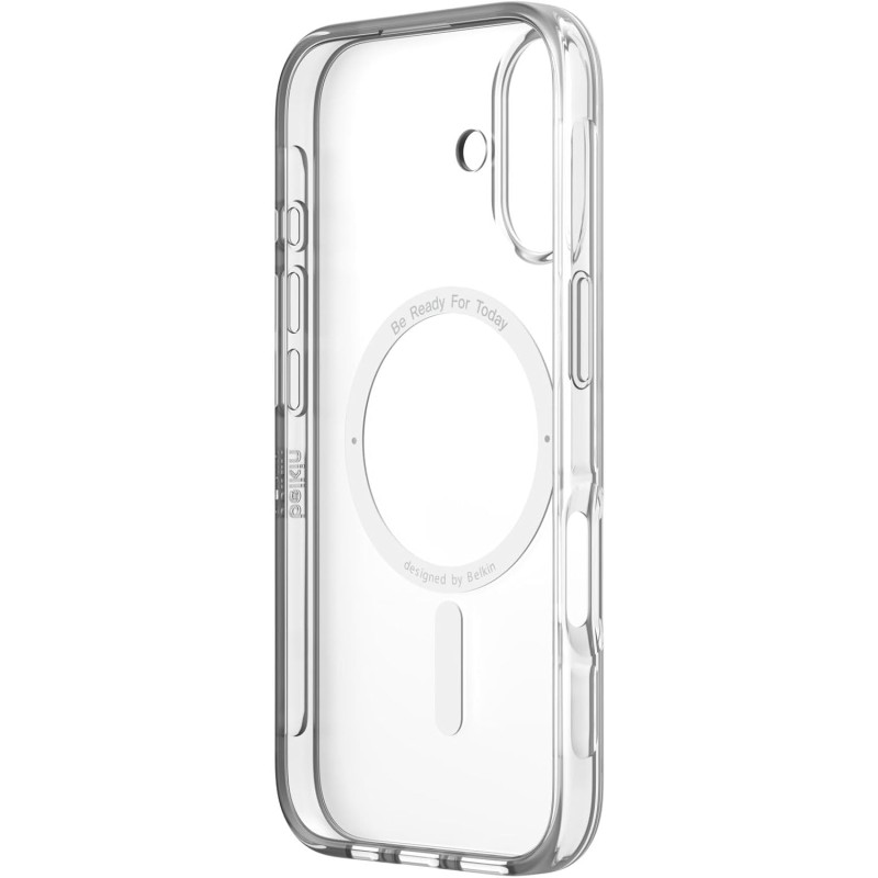 Belkin SheerForce Cover per iPhone 16, custodia per telefono compatibile con MagSafe, design sottile e rivestimento antigraffio, cover protettiva per iPhone magnetica, antiurto - trasparente - iPhone 16