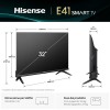 Hisense TV 32" HD Ready 2025 32E41QT, Smart TV VIDAA U8, Airplay2, Game Mode, Works with Alexa, Tuner DVB-T2/S2 HEVC 10, lativù, 32'', 2025 LED - 32'' Hisense TV 32" HD Ready 2025 32E41QT, Smart TV VIDAA U8, Airplay2, Game Mode, Works with Alexa, Tuner DVB-T2/S2 HEVC 10, lativù, 32'', 2025 LED - 32''