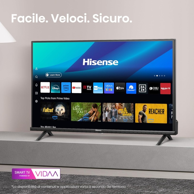 Hisense TV 32" HD Ready 2025 32E41QT, Smart TV VIDAA U8, Airplay2, Game Mode, Works with Alexa, Tuner DVB-T2/S2 HEVC 10, lativù, 32'', 2025 LED - 32'' Hisense TV 32" HD Ready 2025 32E41QT, Smart TV VIDAA U8, Airplay2, Game Mode, Works with Alexa, Tuner DVB-T2/S2 HEVC 10, lativù, 32'', 2025 LED - 32''