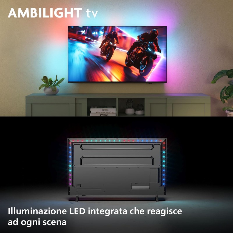Philips Ambilight 'The Xtra' 55MLED920 Mini LED 4K Smart TV - Display 55’’ con processore P5 Perfect Picture Ultra HD, Titan OS, Dolby Vision e Dolby Atmos Sound Philips Ambilight 'The Xtra' 55MLED920 Mini LED 4K Smart TV - Display 55’’ con processore P5 Perfect Picture Ultra HD, Titan OS, Dolby Vision e Dolby Atmos Sound