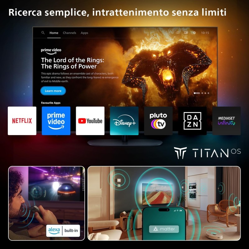 Philips Ambilight 55PUS8510 4K QLED Smart TV - Display 55’’ con piattaforma Titan OS, Pixel Precise Ultra HD e Dolby Atmos Sound - Funziona con Alexa e Google Voice Assistant Philips Ambilight 55PUS8510 4K QLED Smart TV - Display 55’’ con piattaforma Titan OS, Pixel Precise Ultra HD e Dolby Atmos Sound - Funziona con Alexa e Google Voice Assistant