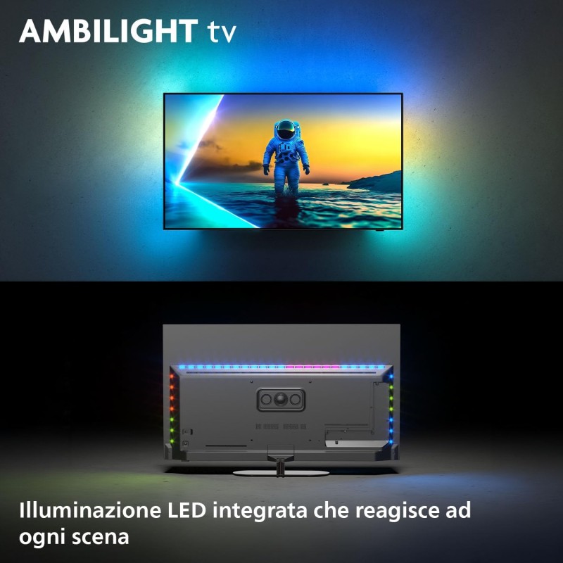 Philips Ambilight 55OLED820 4K OLED Smart TV - Display 55’’ con processore P5 AI Perfect Picture Ultra HD, Titan OS, Dolby Vision e Atmos Sound - Funziona con Alexa e Google Philips Ambilight 55OLED820 4K OLED Smart TV - Display 55’’ con processore P5 AI Perfect Picture Ultra HD, Titan OS, Dolby Vision e Atmos Sound - Funziona con Alexa e Google