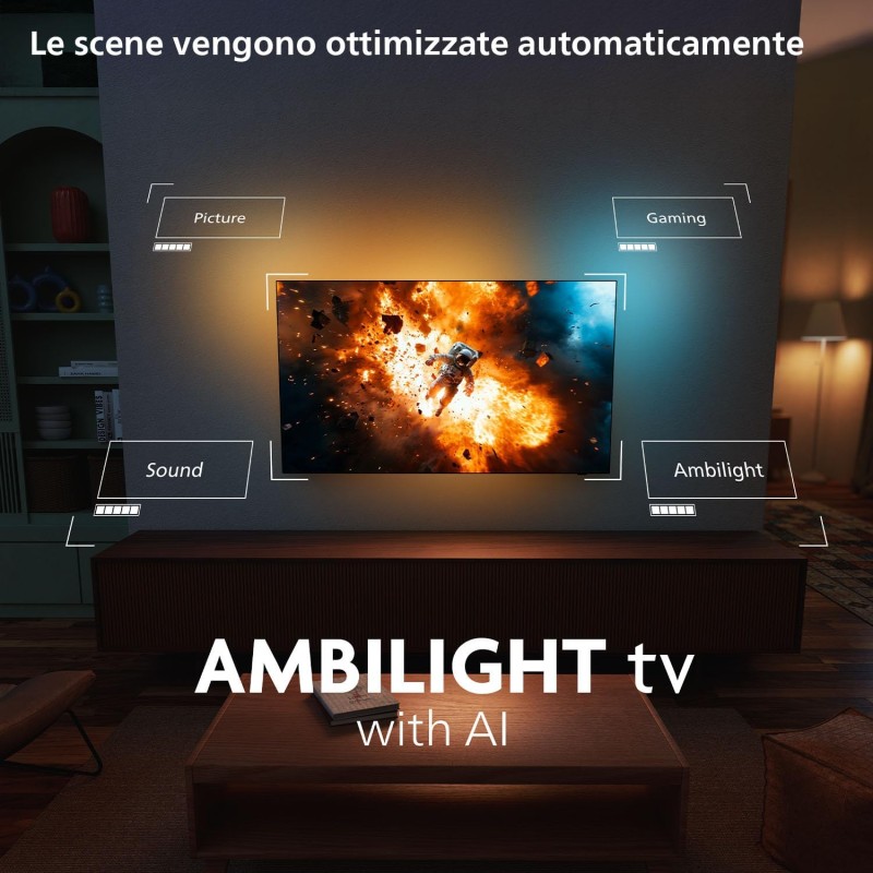 Philips Ambilight 55OLED820 4K OLED Smart TV - Display 55’’ con processore P5 AI Perfect Picture Ultra HD, Titan OS, Dolby Vision e Atmos Sound - Funziona con Alexa e Google Philips Ambilight 55OLED820 4K OLED Smart TV - Display 55’’ con processore P5 AI Perfect Picture Ultra HD, Titan OS, Dolby Vision e Atmos Sound - Funziona con Alexa e Google
