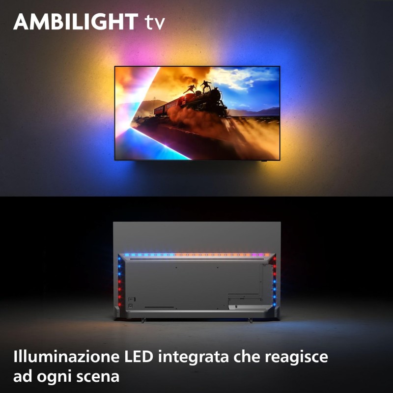 Philips Ambilight 65OLED770 4K OLED Smart TV - Display 65’’ con processore P5 AI Perfect Picture Ultra HD, Titan OS, Dolby Vision e Atmos Sound - Funziona con Alexa e Google Philips Ambilight 65OLED770 4K OLED Smart TV - Display 65’’ con processore P5 AI Perfect Picture Ultra HD, Titan OS, Dolby Vision e Atmos Sound - Funziona con Alexa e Google