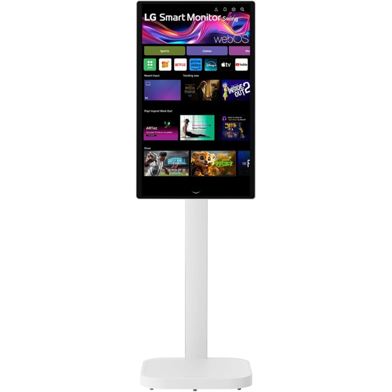 LG Swing 32U889SA Monitor Smart Portatile Touch 32" 4K, base con rotelle, webOS con app di streaming, Wi-Fi, Bluetooth, AirPlay, Screen Share, Speaker Stereo 10W, 3x USB-C, Telecomando, Bianco - 32" Touch LG Swing 32U889SA Monitor Smart Portatile Touch 32" 4K, base con rotelle, webOS con app di streaming, Wi-Fi, Bluetooth, AirPlay, Screen Share, Speaker Stereo 10W, 3x USB-C, Telecomando, Bianco - 32" Touch