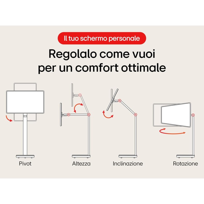 LG Swing 32U889SA Monitor Smart Portatile Touch 32" 4K, base con rotelle, webOS con app di streaming, Wi-Fi, Bluetooth, AirPlay, Screen Share, Speaker Stereo 10W, 3x USB-C, Telecomando, Bianco - 32" Touch LG Swing 32U889SA Monitor Smart Portatile Touch 32" 4K, base con rotelle, webOS con app di streaming, Wi-Fi, Bluetooth, AirPlay, Screen Share, Speaker Stereo 10W, 3x USB-C, Telecomando, Bianco - 32" Touch