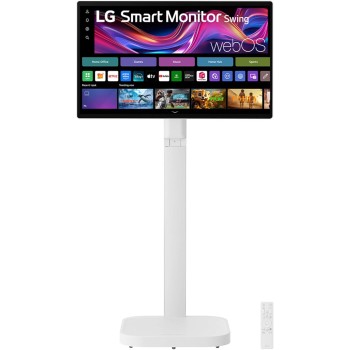LG Swing 32U889SA Monitor Smart Portatile Touch 32" 4K, base con rotelle, webOS con app di streaming, Wi-Fi, Bluetooth, AirPlay, Screen Share, Speaker Stereo 10W, 3x USB-C, Telecomando, Bianco - 32" Touch
